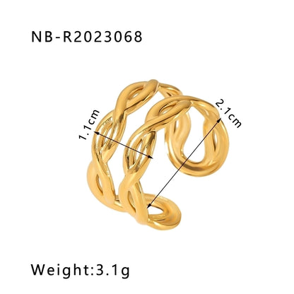 Stainless Steel 18K Gold Plated IG Style Basic Simple Style Plating Tree Symbol Lingge Open Rings