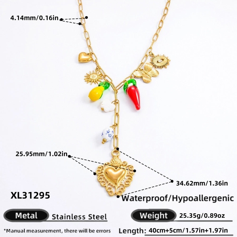 Jewelry Modern Style Classic Style Star Heart Shape 304 Stainless Steel Plating Pendant Necklace