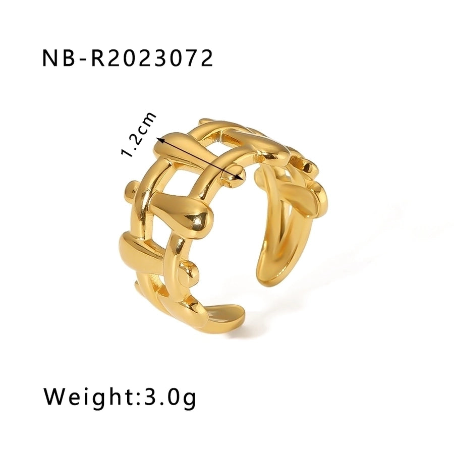 Stainless Steel 18K Gold Plated IG Style Basic Simple Style Plating Tree Symbol Lingge Open Rings