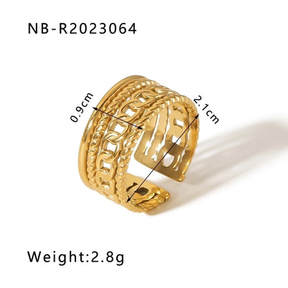 Stainless Steel 18K Gold Plated IG Style Basic Simple Style Plating Tree Symbol Lingge Open Rings