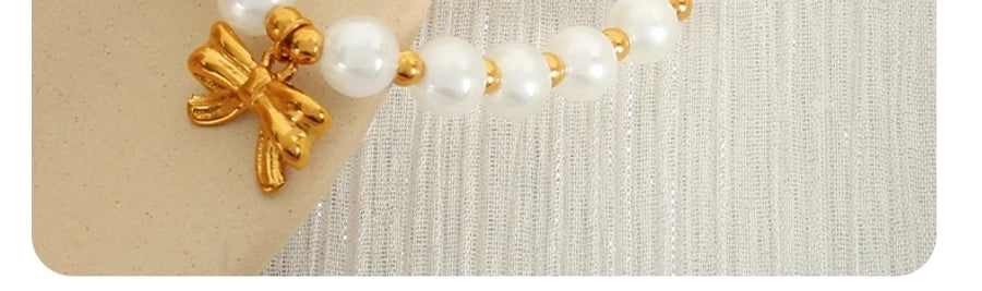 Elegant Baroque Style IG Style Bow Knot 18K Gold Plated 304 Stainless Steel Imitation Pearl  Bracelets