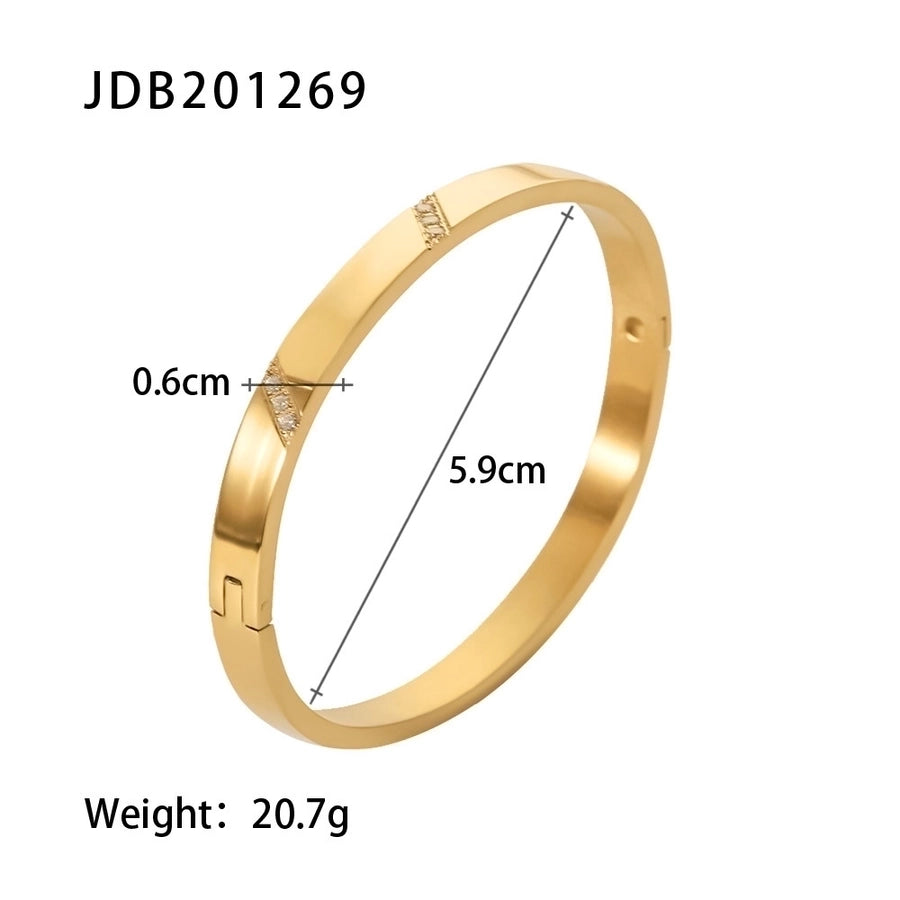 Simple Style Geometric Stainless Steel Zircon Bangle In Bulk