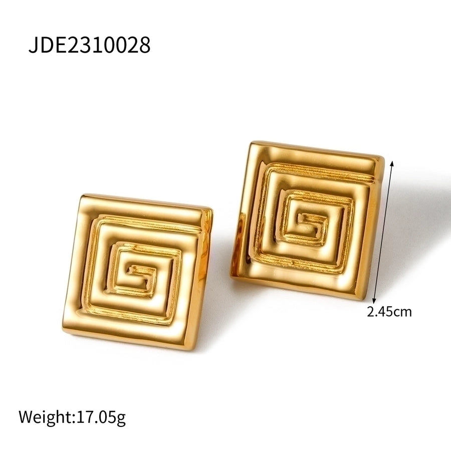 1 Pair Vacation Solid Color Plating 304 Stainless Steel 18K Gold Plated Earrings