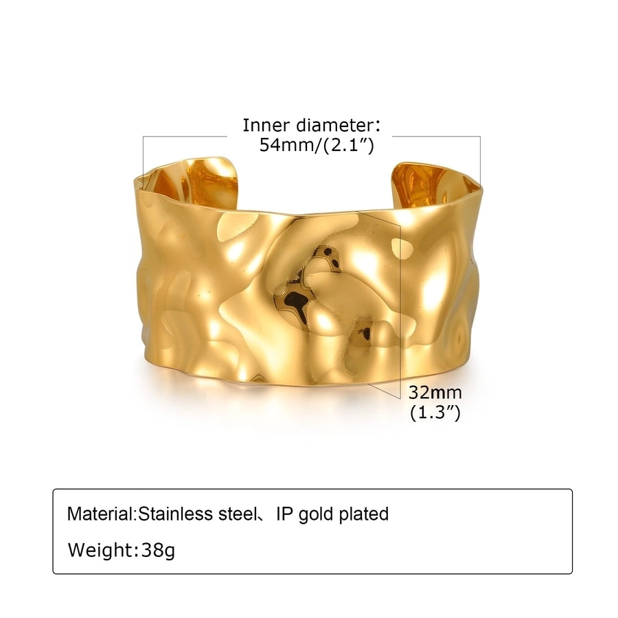 Retro Classic Style C Shape 304 Stainless Steel 18K Gold Plated Cuff Bracelets Wide Bracelet In Bulk