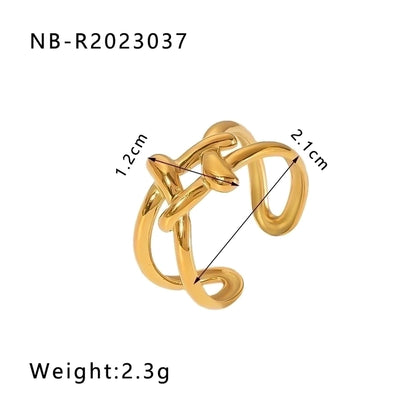 Stainless Steel 18K Gold Plated IG Style Basic Simple Style Plating Four Leaf Clover Heart Shape Flower Open Rings