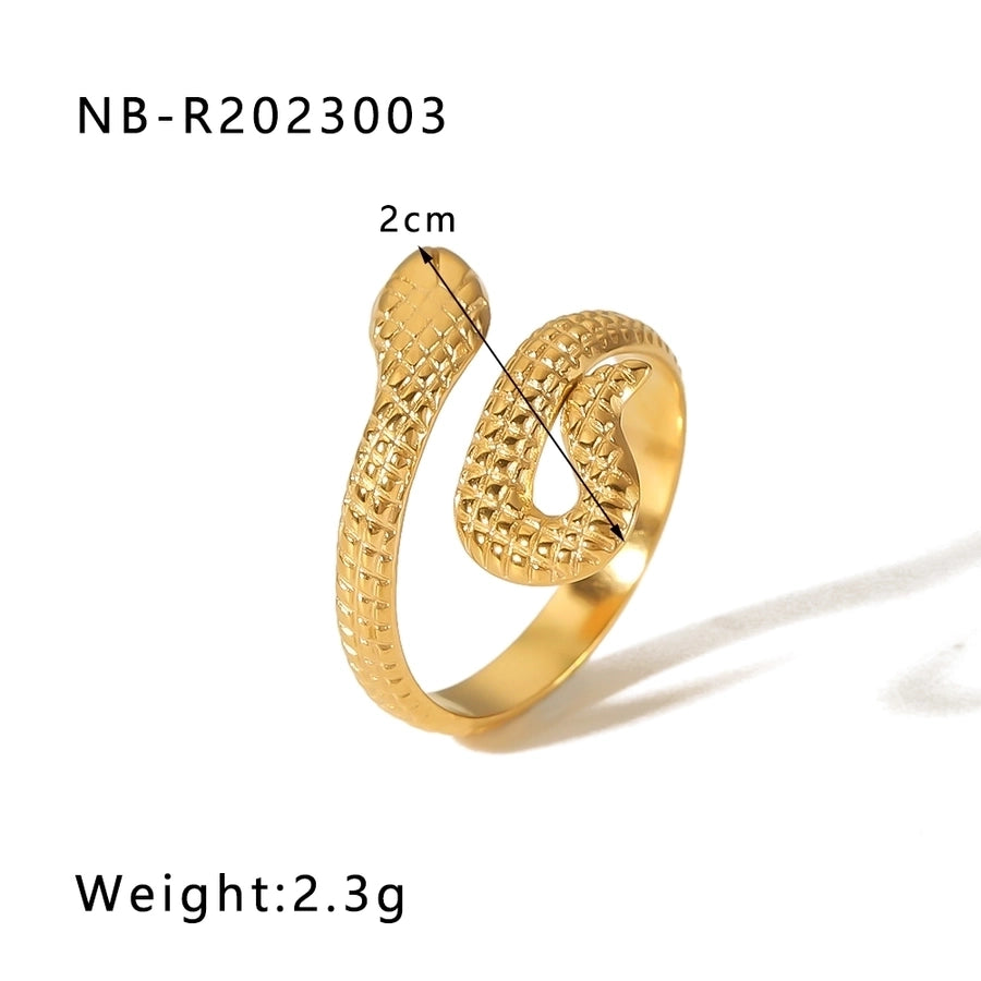 Stainless Steel 18K Gold Plated Hip-Hop Exaggerated Cool Style Plating Snake Open Rings