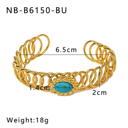 Vintage Style Simple Style Classic Style Geometric 304 Stainless Steel 18K Gold Plated Zircon Bangle In Bulk