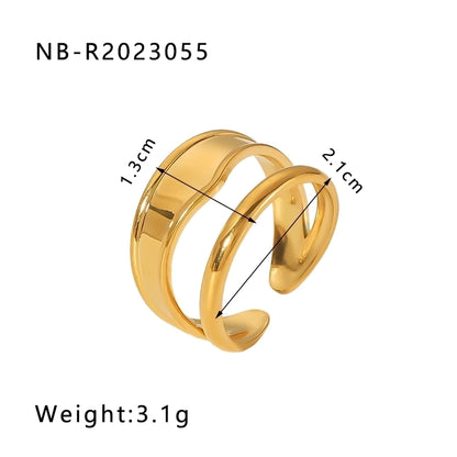 Stainless Steel 18K Gold Plated IG Style Basic Simple Style Plating Tree Symbol Lingge Open Rings