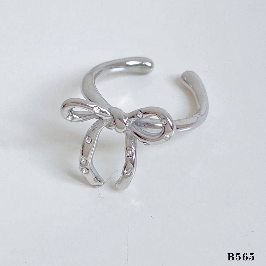 Jewelry Casual Modern Style Heart Shape Bow Knot 316 Stainless Steel  Shell Diamond 16K Gold Plated White Gold Plated Gold Plated Inlay Stainless Steel Rings