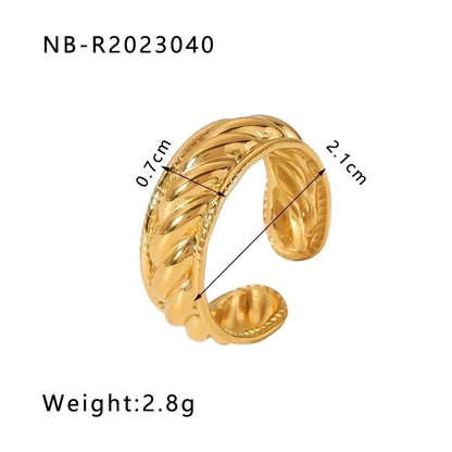 Stainless Steel 18K Gold Plated IG Style Basic Simple Style Plating Four Leaf Clover Heart Shape Flower Open Rings