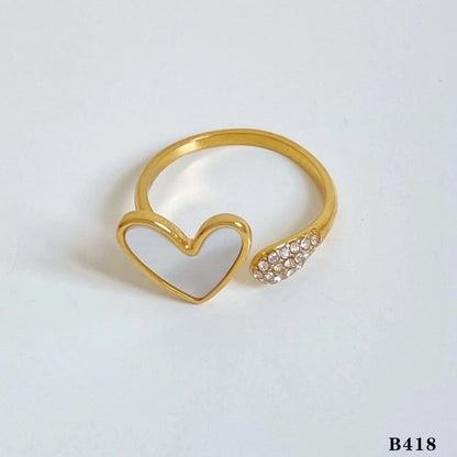 Jewelry Casual Modern Style Heart Shape Bow Knot 316 Stainless Steel  Shell Diamond 16K Gold Plated White Gold Plated Gold Plated Inlay Stainless Steel Rings