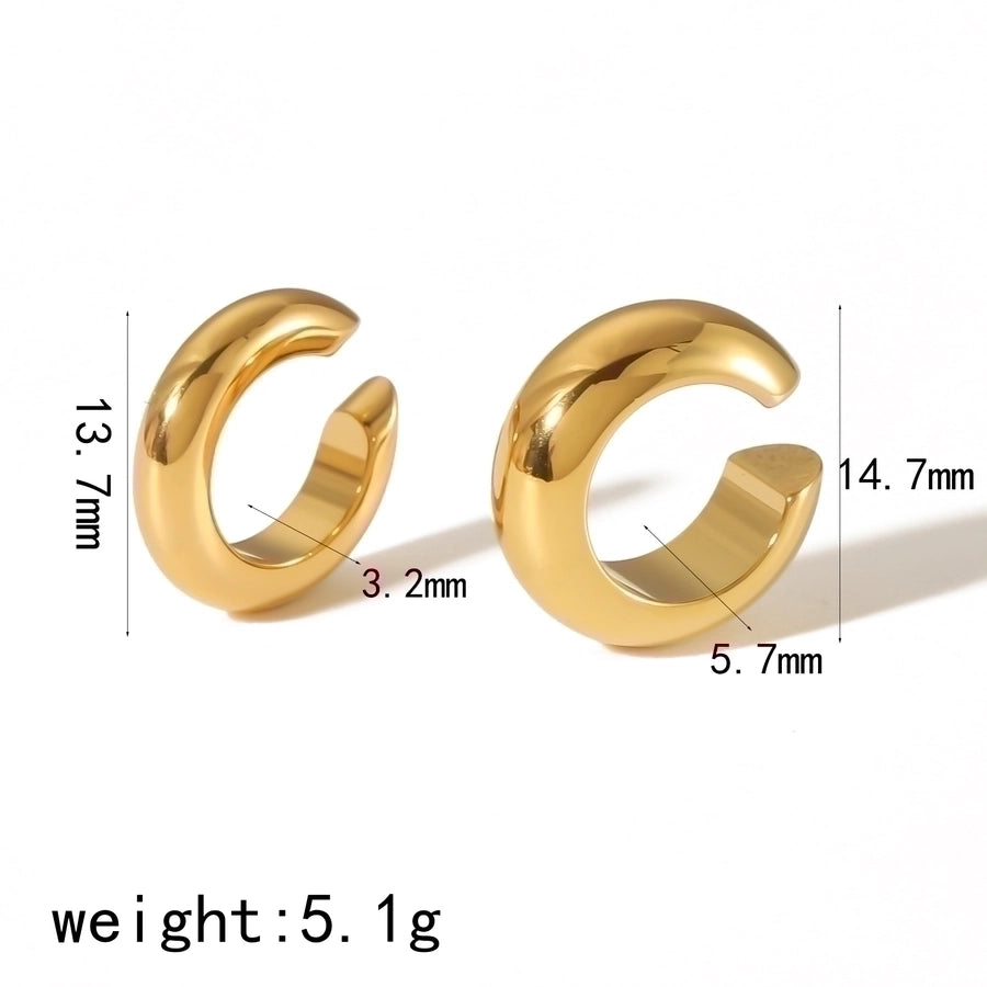 1 Pair Vintage Style Round Polishing Plating 304 Stainless Steel Ear Cuffs