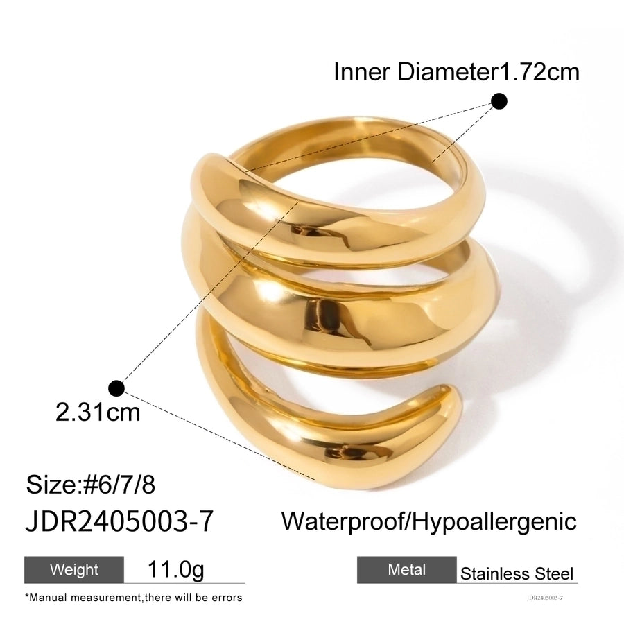 Jewelry IG Style Spring Solid Color Lines 316 Stainless Steel  18K Gold Plated Rings