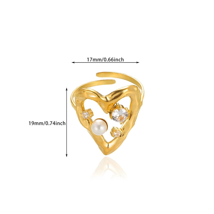 Jewelry French Style Heart Shape 304 Stainless Steel Open Rings