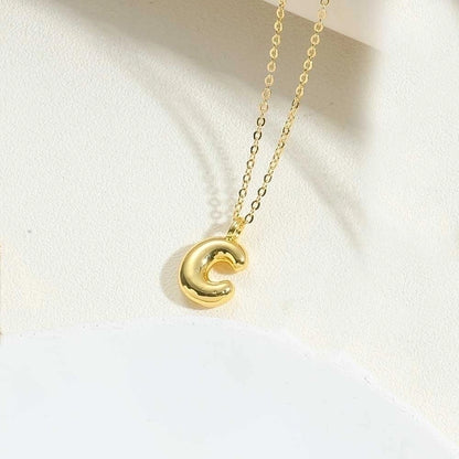 Copper 14K Gold Plated Simple Style letter Pendant Necklace