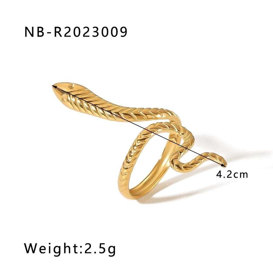 Stainless Steel 18K Gold Plated Hip-Hop Exaggerated Cool Style Plating Snake Open Rings