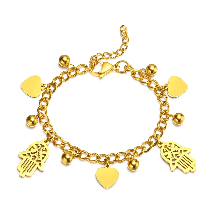 Vacation Roman Style Heart Shape 201 Stainless Steel Gold Plated Bracelets In Bulk