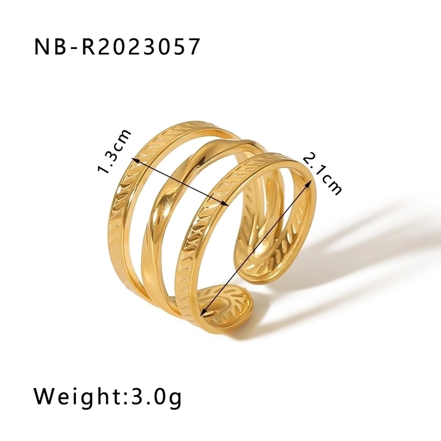 Stainless Steel 18K Gold Plated IG Style Basic Simple Style Plating Tree Symbol Lingge Open Rings