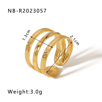 Stainless Steel 18K Gold Plated IG Style Basic Simple Style Plating Tree Symbol Lingge Open Rings