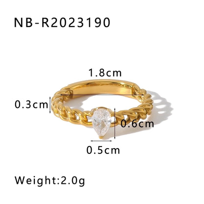 Jewelry IG Style Modern Style Classic Style Geometric 304 Stainless Steel Zircon 18K Gold Plated Inlay Rings