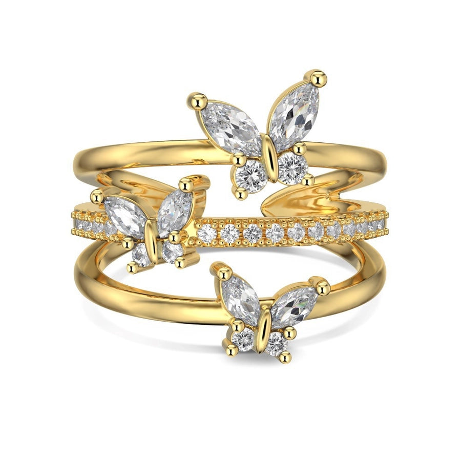 925 Sterling Silver Zircon Butterfly Rings