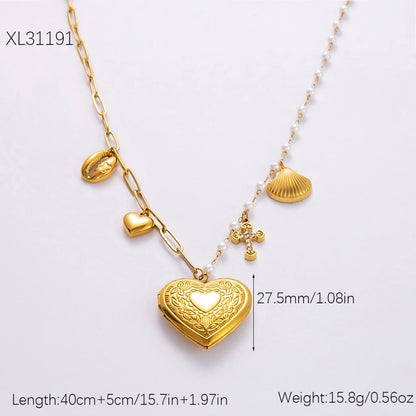 Jewelry Classic Style Devil's Eye Heart Shape Bow Knot Titanium Steel Plating Pendant Necklace