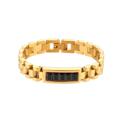 Retro Geometric 304 Stainless Steel 18K Gold Plated Zircon Bangle In Bulk