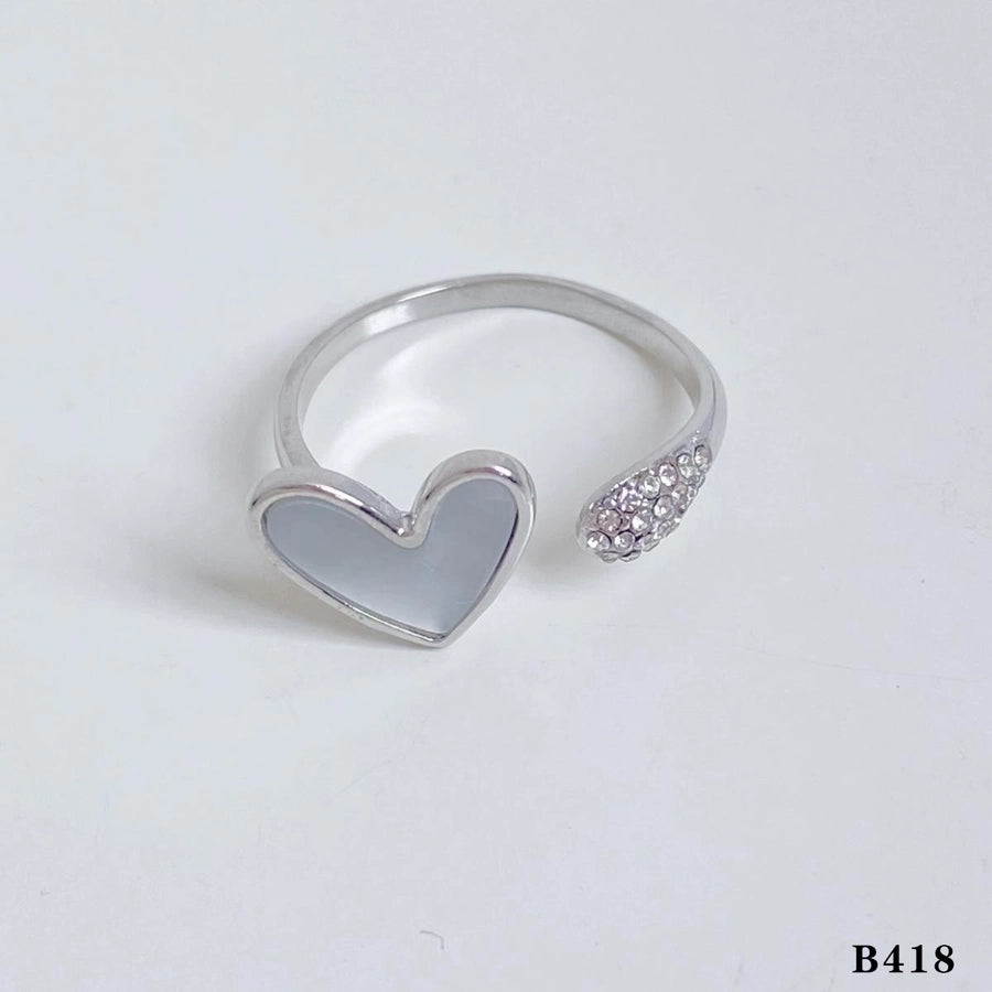 Jewelry Casual Modern Style Heart Shape Bow Knot 316 Stainless Steel  Shell Diamond 16K Gold Plated White Gold Plated Gold Plated Inlay Stainless Steel Rings