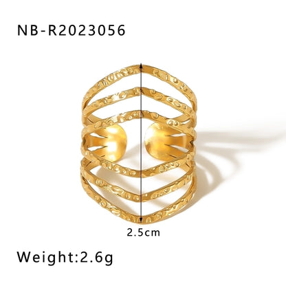 Stainless Steel 18K Gold Plated IG Style Basic Simple Style Plating Tree Symbol Lingge Open Rings