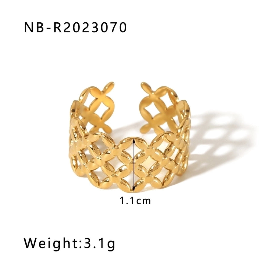 Stainless Steel 18K Gold Plated IG Style Basic Simple Style Plating Tree Symbol Lingge Open Rings