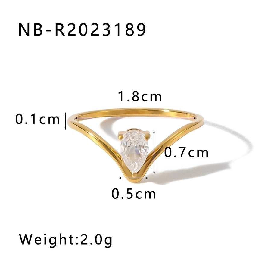 Jewelry IG Style Modern Style Classic Style Geometric 304 Stainless Steel Zircon 18K Gold Plated Inlay Rings