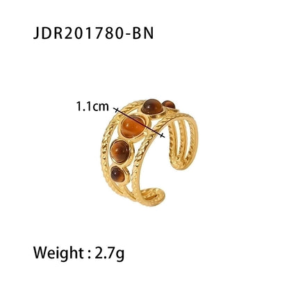 Jewelry Fashion Geometric 304 Stainless Steel Artificial Gemstones Irregular Rings