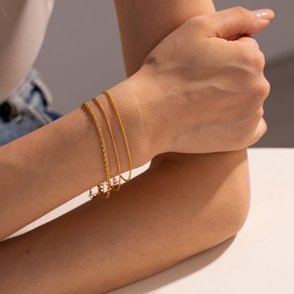 304 Stainless Steel 18K Gold Plated Simple Style Classic Style Plating Solid Color Bracelets