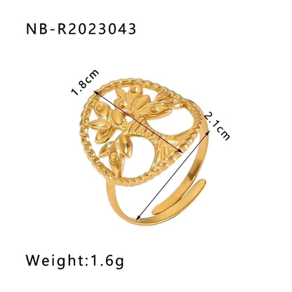 Stainless Steel 18K Gold Plated IG Style Basic Simple Style Plating Four Leaf Clover Heart Shape Flower Open Rings