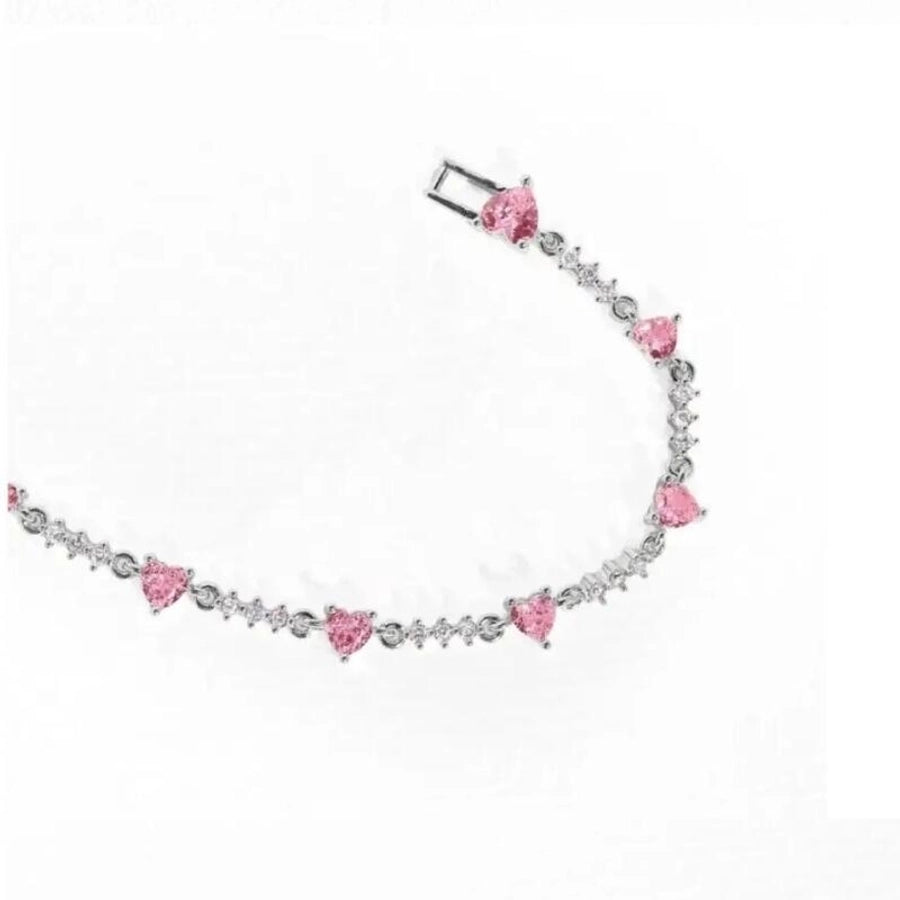 Jewelry Cute Sweet Simple Style Heart Shape Bow Knot Copper Zircon 18K Gold Plated White Gold Plated Inlay Bracelets