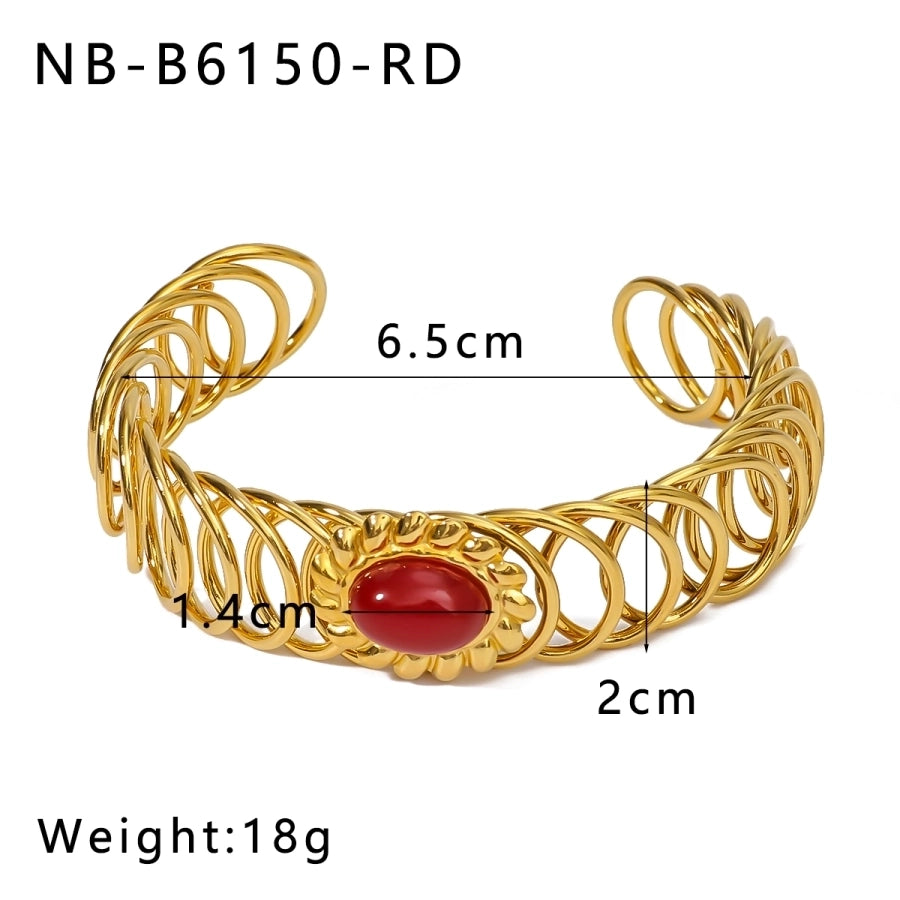 Vintage Style Simple Style Classic Style Geometric 304 Stainless Steel 18K Gold Plated Zircon Bangle In Bulk