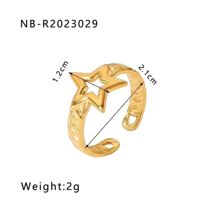 Stainless Steel 18K Gold Plated IG Style Basic Simple Style Plating Four Leaf Clover Heart Shape Flower Open Rings