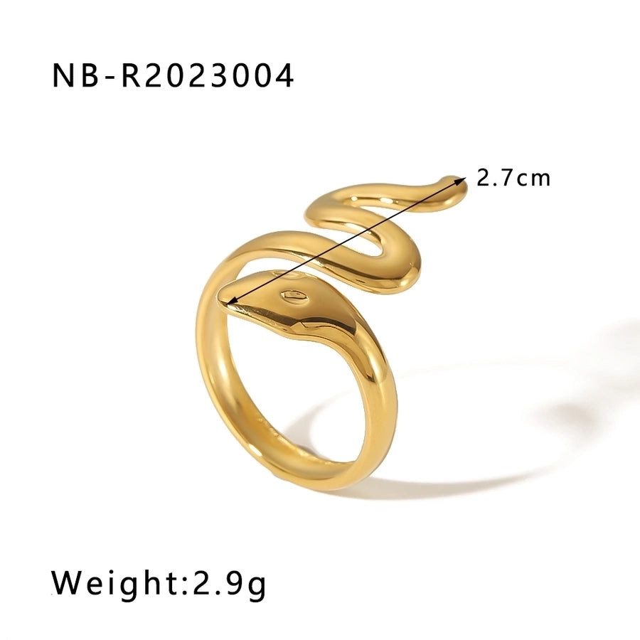 Stainless Steel 18K Gold Plated Hip-Hop Exaggerated Cool Style Plating Snake Open Rings