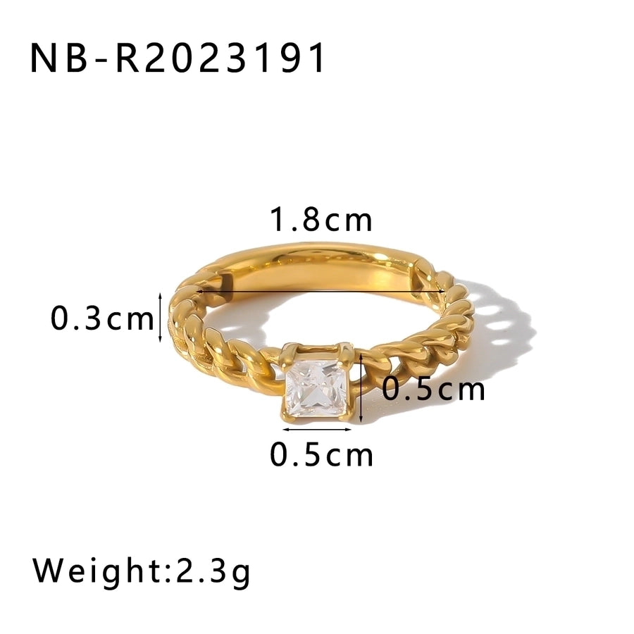 Jewelry IG Style Modern Style Classic Style Geometric 304 Stainless Steel Zircon 18K Gold Plated Inlay Rings