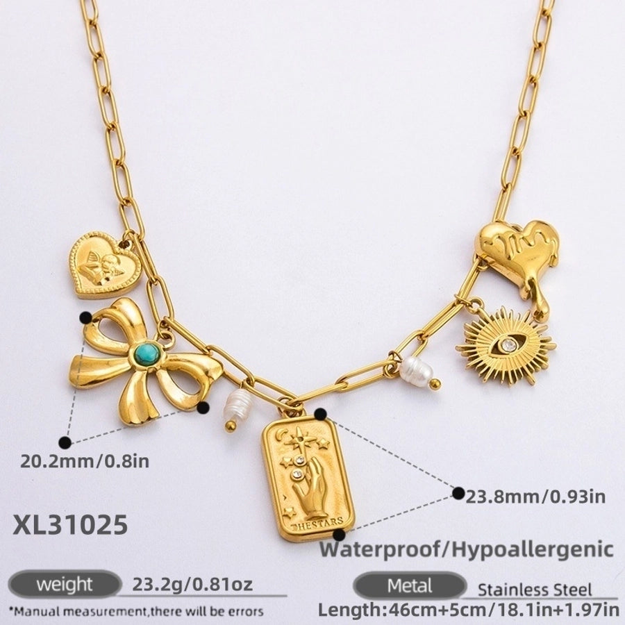 Jewelry Modern Style Classic Style Star Heart Shape 304 Stainless Steel Plating Pendant Necklace