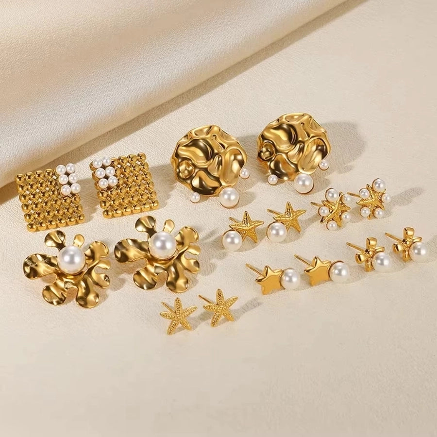 1 Pair Simple Style Starfish 304 Stainless Steel Ear Studs