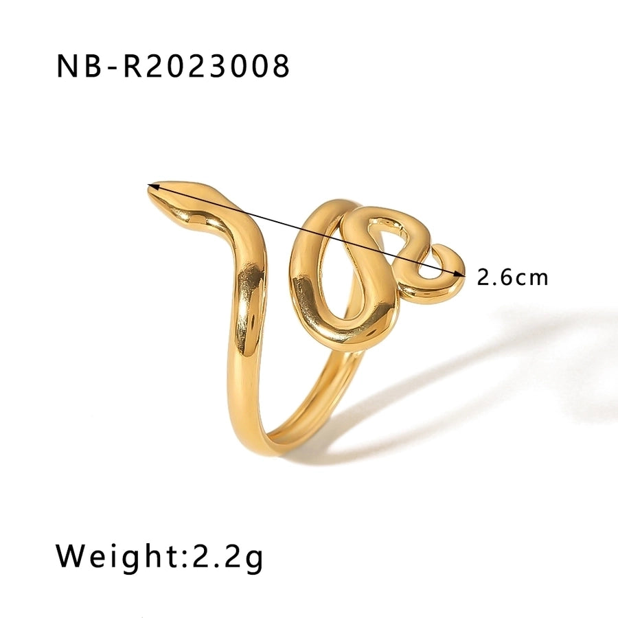 Stainless Steel 18K Gold Plated Hip-Hop Exaggerated Cool Style Plating Snake Open Rings