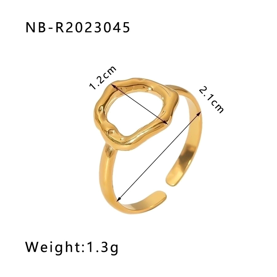 Stainless Steel 18K Gold Plated IG Style Basic Simple Style Plating Four Leaf Clover Heart Shape Flower Open Rings