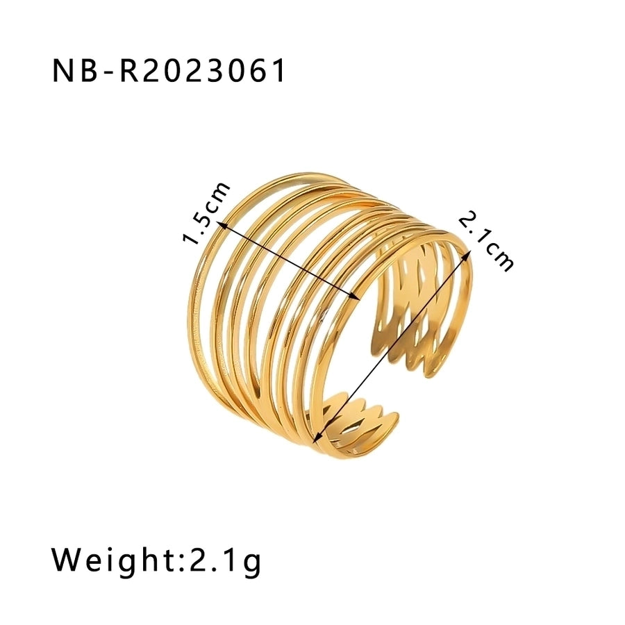 Stainless Steel 18K Gold Plated IG Style Basic Simple Style Plating Tree Symbol Lingge Open Rings