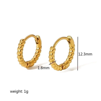 1 Pair Casual Simple Style Streetwear Twist Plating Inlay 304 Stainless Steel Zircon Earrings