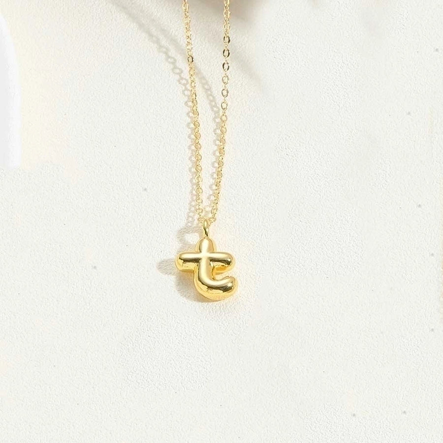 Copper 14K Gold Plated Simple Style letter Pendant Necklace