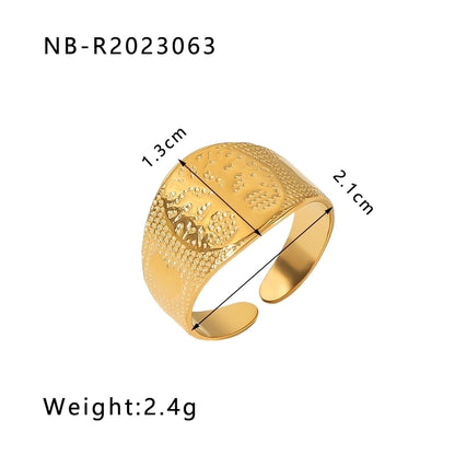 Stainless Steel 18K Gold Plated IG Style Basic Simple Style Plating Tree Symbol Lingge Open Rings