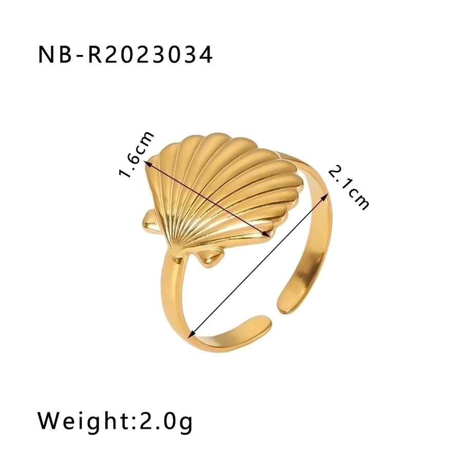 Stainless Steel 18K Gold Plated IG Style Basic Simple Style Plating Four Leaf Clover Heart Shape Flower Open Rings