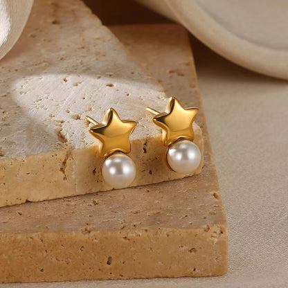 1 Pair Simple Style Starfish 304 Stainless Steel Ear Studs