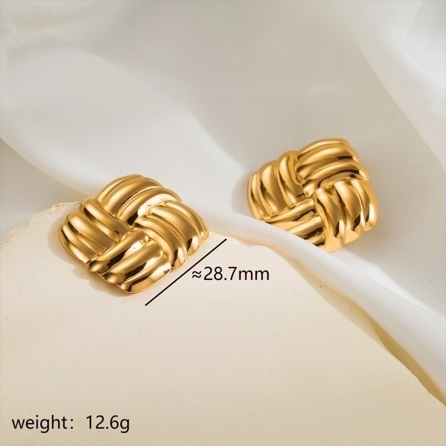 1 Pair Simple Style Classic Style Argyle 304 Stainless Steel 14K Gold Plated Stainless Steel Earrings